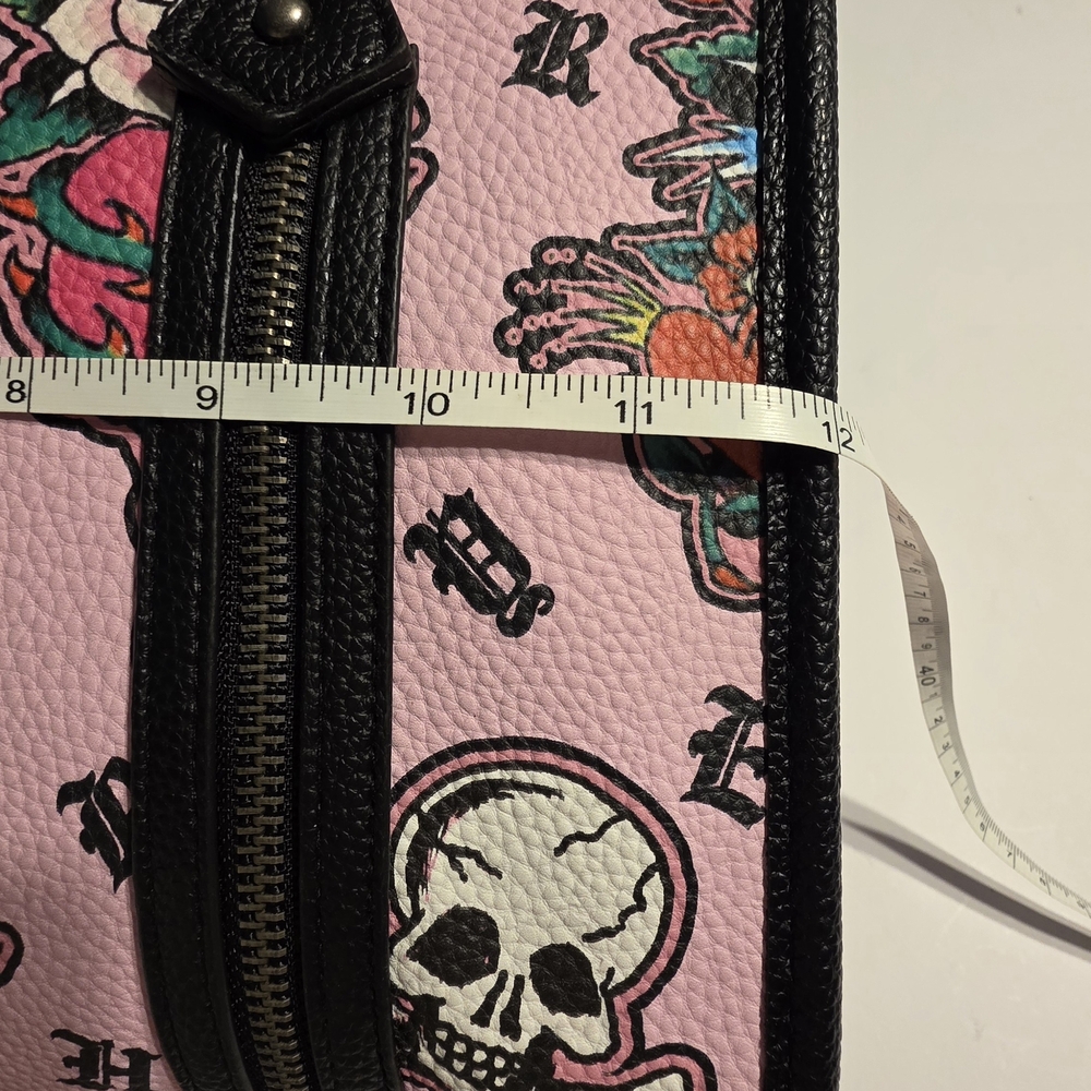 Ed Hardy Pink Skull Floral Hearts Women's Bag Satchel Crossbody NWT Retail $99 - Picture 15 of 16
